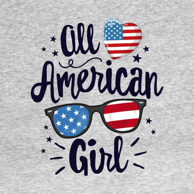 All American Girl T-Shirt Women American Flag 4th of July by 14thFloorApparel